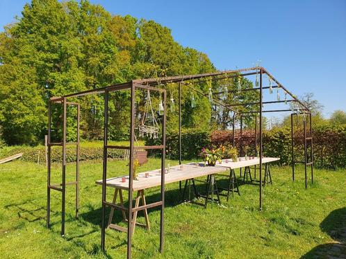 Feesttent - kokers staal zwart 3x3m | 6m x 2m of 6m x 4,5 m, Doe-het-zelf en Bouw, Metalen, IJzer, Ophalen