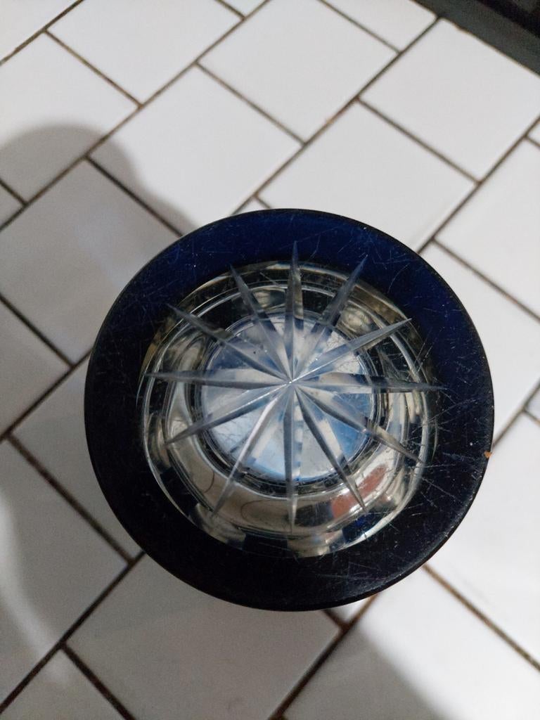 Vase en cristal art deco Val Saint Lambert bleu, Antiquités & Art, Enlèvement ou Envoi