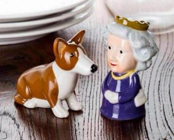 Queen Elizabeth & Corgi Peper + Zout stel set Salt & Pepper beschikbaar voor biedingen