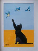 schilderijtje poes grijpt naar vogel, Ophalen