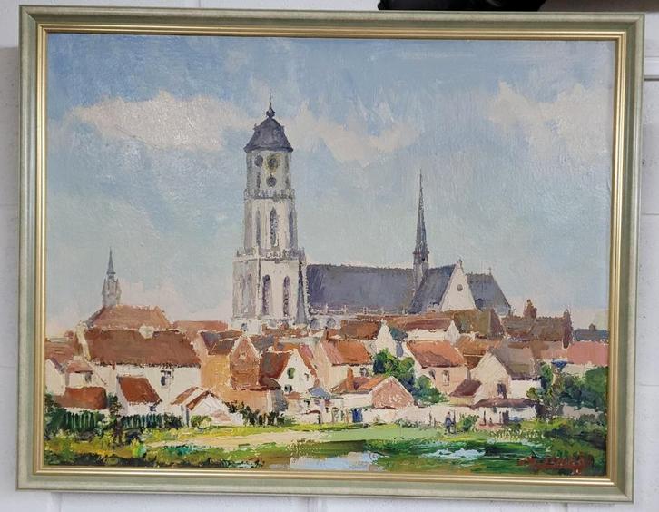 Joseph TILLEUX, stadsgezicht in Lier, Antiquités & Art, Art | Peinture | Classique, Enlèvement ou Envoi