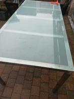 Tafel ikea inox & glas, Huis en Inrichting, Tafels | Eettafels, Glas, Gebruikt, Ophalen