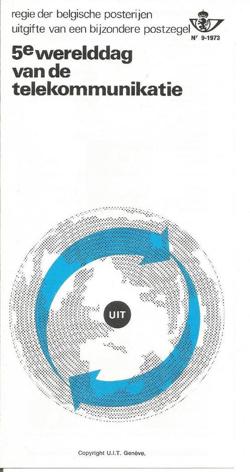 FDC 9/1973 Oostende 13-05-73 Dag vd Telekom. 3,50 Fr (NL), Postzegels en Munten, Postzegels | Europa | België, Gestempeld, 1e dag stempel