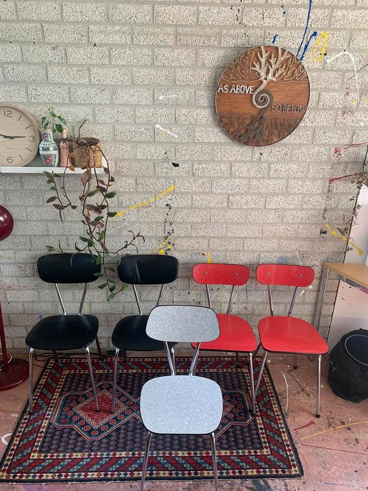 Formica stoeltjes, Antiek en Kunst, Antiek | Meubels | Stoelen en Sofa's, Ophalen