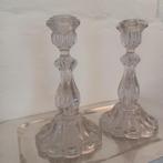 Paar mooie glazen kandelaars, Glas, Ophalen of Verzenden