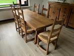 Table et 6 chaises en bois massif, 150 à 200 cm, Cinq personnes ou plus, Rustiek, Enlèvement