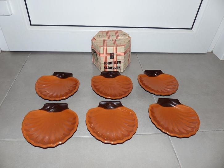Set van 6 Coquilles schelpen St Jacques, Huis en Inrichting, Keuken | Servies, Zo goed als nieuw, Ophalen of Verzenden