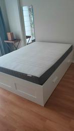 Ikea bed Brimnes met opbergruimte + matras 140*200, Gebruikt, 140 cm, Wit, Ophalen