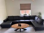 Zwart lederen salon, Huis en Inrichting, Zetels | Zetels, Ophalen, Zo goed als nieuw, Leer, 300 cm of meer