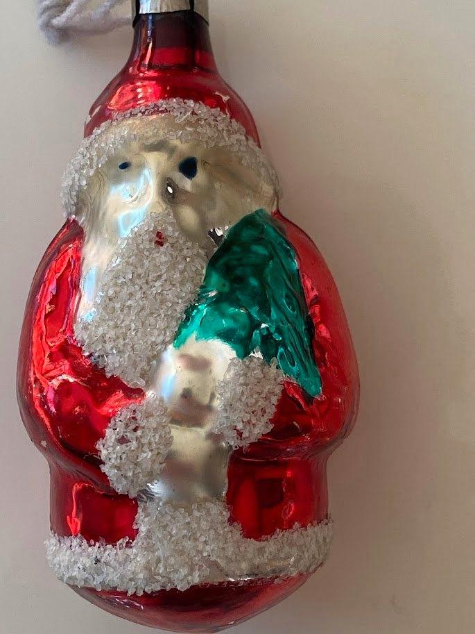 Antieke handgeschilderde glazen vintage kerstbal jaren '60, Diversen, Kerst, Zo goed als nieuw, Ophalen