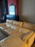 Lederen beige design hoekzetel, Ophalen of Verzenden, Zo goed als nieuw