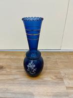 Vintage blauwe glazen vaas, Ophalen of Verzenden