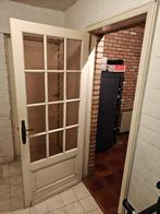 Vintage massieve houten binnendeur met gekleurd glas, Porte intérieure, Enlèvement, Verre, 200 à 215 cm