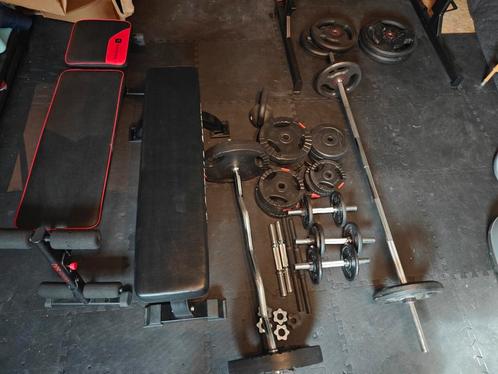 Fitnessmateriaal (zie omschrijving voor detail), Sport en Fitness, Fitnessmaterialen, Halterset, Ophalen