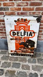 Emaille bord Delfia., Enlèvement ou Envoi, Utilisé, Panneau publicitaire