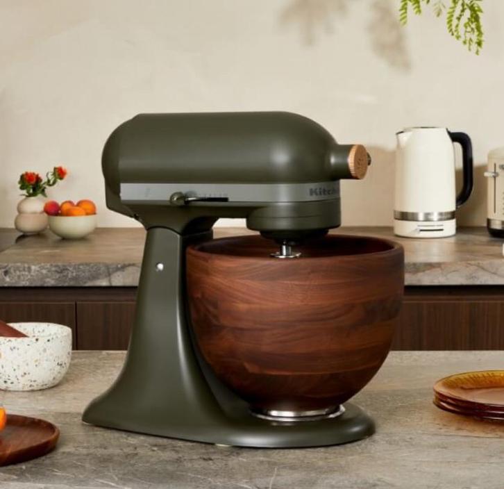 Kitchenaid Evergreen design serie met walnoothoutenkom, Electroménager, Mélangeurs de cuisine, Neuf, Enlèvement