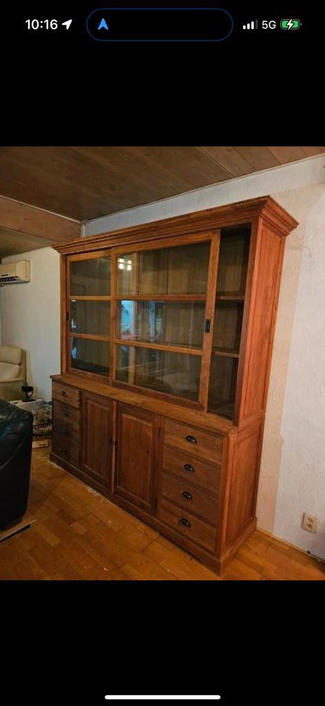 Buffetkast teak met 8 grote lades xoekt een doorstart., Huis en Inrichting, Kasten | Buffetkasten, Gebruikt, 200 cm of meer, 150 tot 200 cm