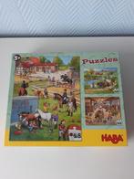 Toffe paarden puzzel Haba 3 in 1 doos, Kinderen en Baby's, Ophalen, Zo goed als nieuw