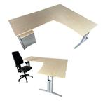 Hoekbureau TDS 220 x180 x 80 cm hoogte instelbaar onderstel, Ophalen, In hoogte verstelbaar, Gebruikt, Bureau