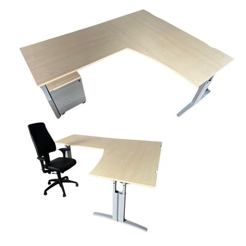 Hoekbureau TDS 220 x180 x 80 cm hoogte instelbaar onderstel, Huis en Inrichting, Bureaus, Gebruikt, Bureau, In hoogte verstelbaar