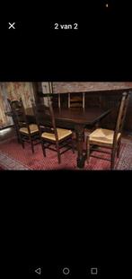 Tafel en 6 stoelen, Huis en Inrichting, Tafels | Eettafels, Ophalen, Gebruikt, Eikenhout, Vijf personen of meer