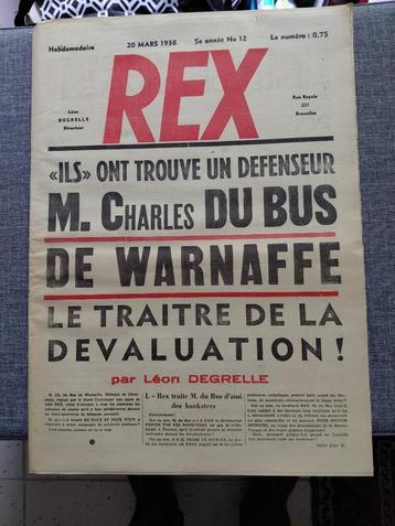 Degrelle collaboratie krant REX uit 1936 militair beschikbaar voor biedingen
