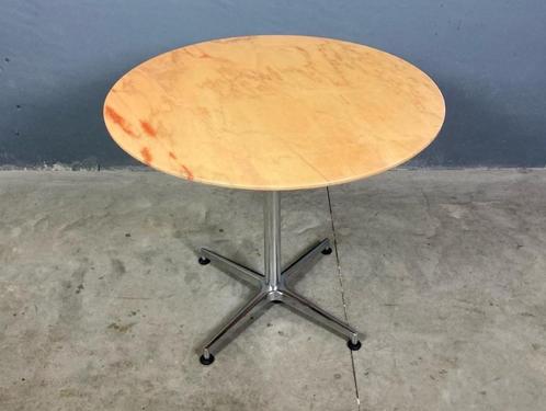 Vintage retro marmer chroom rond tafel mid century, Huis en Inrichting, Tafels | Eettafels, Zo goed als nieuw, Rond, Metaal, Overige materialen