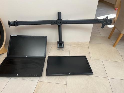Monitor arm + 3 schermen, Computers en Software, Monitoren, Refurbished, 60 Hz of minder, DVI, VGA, Overige typen, Full HD, Minder dan 1 ms