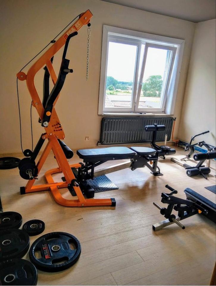 MegaTec - TRIPLEX Workout Station + 4 uitbreidingsets, Sport en Fitness, Fitnessapparatuur, Zo goed als nieuw, Krachtstation, Armen