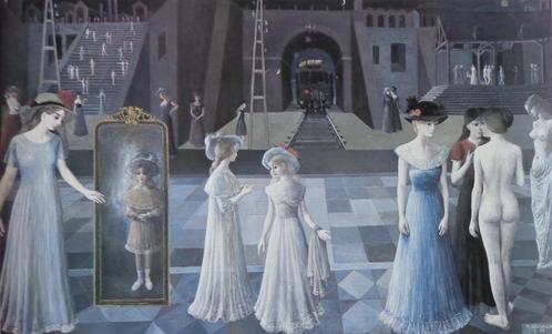 PAUL DELVAUX / LE TUNNEL / KLEUROFFSET / 69x100cm / SIG, Antiek en Kunst, Kunst | Litho's en Zeefdrukken, Ophalen of Verzenden