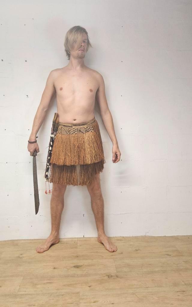 Antieke Asmat, Papua New Guinea grass skirt cache-sexe (palm, Antiek en Kunst, Kunst | Niet-Westerse kunst, Ophalen of Verzenden