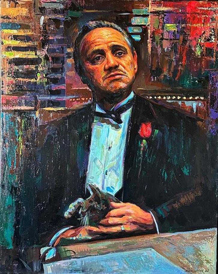 Alex L- The Godfather- Handgeschilderd (100%)- Origineel, Antiek en Kunst, Kunst | Schilderijen | Modern, Ophalen of Verzenden