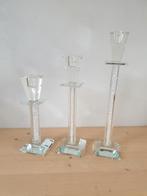 Set kandelaars met diamanten (glas) vulling, Ophalen of Verzenden, Zo goed als nieuw