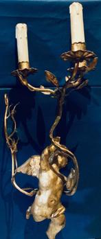 2 appliques - putti en bois métal doré, Antiquités & Art, Enlèvement