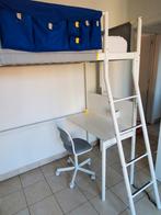 Hoogslaper Ikea (wit) inclusief bureautje en bedzak, Enlèvement, Comme neuf, Lit mezzanine