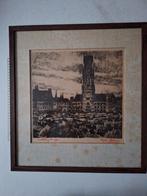 Typische ets Alfons Blomme "Martktdag Brugge" uit 1933, Ophalen