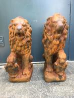 Set Grote Zittende Leeuwen - Poortwachters, Tuin en Terras, Ophalen of Verzenden, Steen, Dierenbeeld