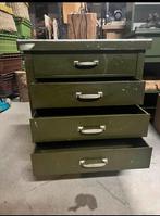 Oude groene zware ladekast, Maison & Meubles, Comme neuf, 3 ou 4 tiroirs, 50 à 100 cm, Enlèvement ou Envoi