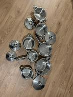 Pannen/potten set inox keukengerief, Huis en Inrichting, Keuken | Potten en Pannen, Ophalen of Verzenden, Zo goed als nieuw, Inox