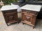 Tables de nuit en bois/marbre, Maison & Meubles, Tables | Tables d'appoint, Enlèvement, Utilisé, Carré, Bois