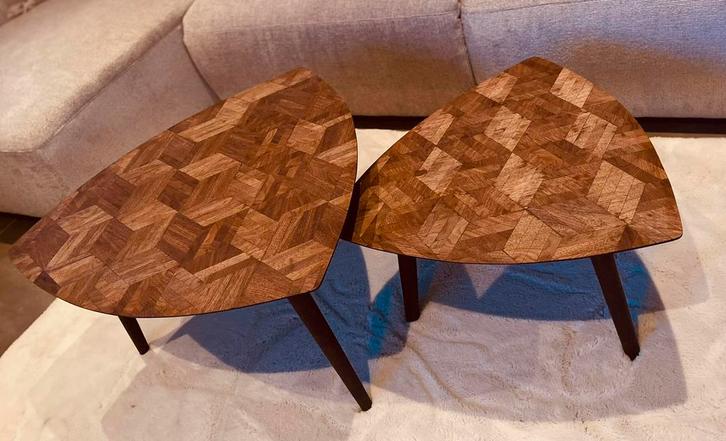 Salontafel set walnotenhout, Huis en Inrichting, Tafels | Salontafels, Nieuw, 50 tot 75 cm, 50 tot 100 cm, Overige vormen, Overige houtsoorten