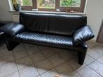 2 zwarte lederen zetels van JORI, Huis en Inrichting, Ophalen, Gebruikt, Tweepersoons, Rechte bank