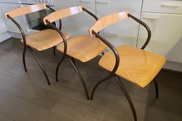 4 OF  6  Scandinavische vintage stoelen, metaal en hout