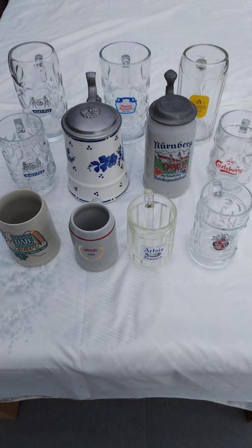 Grande chope à bière et verres à bière collecteurs de 1 l et, Collections, Verres & Petits Verres, Comme neuf, Verre à bière, Enlèvement