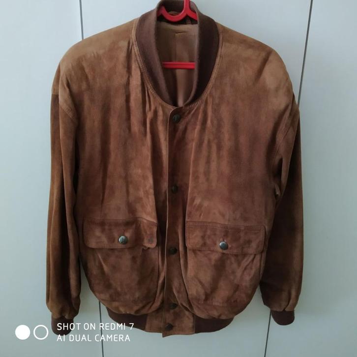 Bomberjack van suède - maat M., Kleding | Heren, Truien en Vesten, Gedragen, Maat 48/50 (M), Bruin, Ophalen of Verzenden