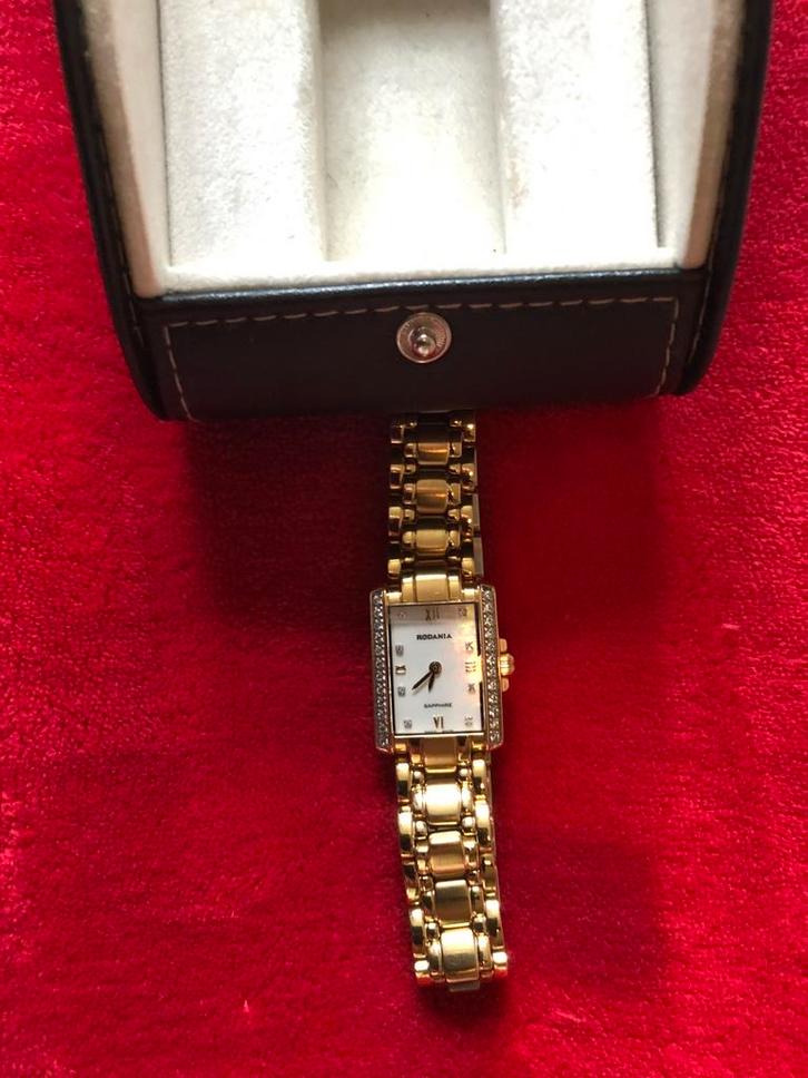 Rodania met doos, Handtassen en Accessoires, Horloges | Dames, Zo goed als nieuw, Staal, Ophalen of Verzenden