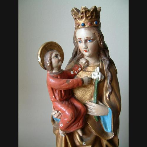 Ancienne statue de la Vierge à l’Enfant en plâtre polychrome, Antiquités & Art, Antiquités | Objets religieux, Enlèvement ou Envoi