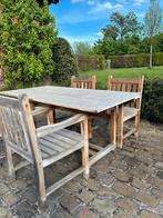 Set teak tafel en 4 stoelen, Tuin en Terras, Tuinsets en Loungesets, Ophalen, 4 zitplaatsen, Gebruikt, Teakhout