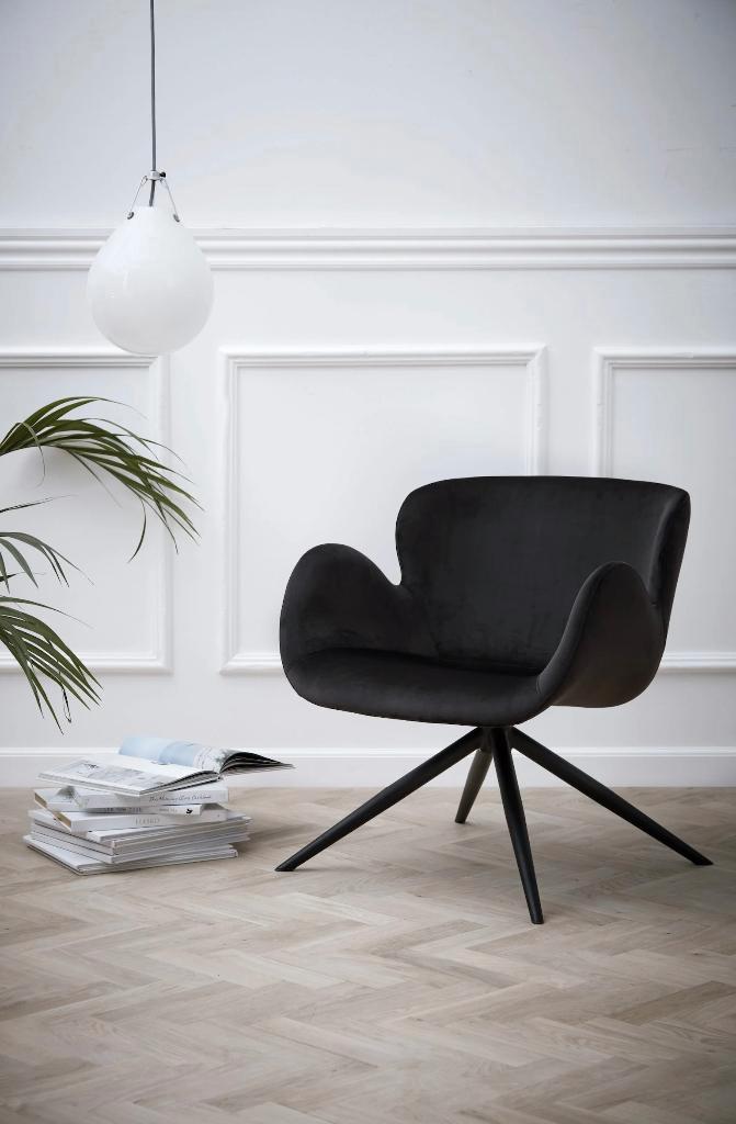 Lounge stoel fauteuil GAIA van Danform Velvet black -50%, Huis en Inrichting, Fauteuils, Nieuw, Metaal, Stof, 50 tot 75 cm, Minder dan 75 cm