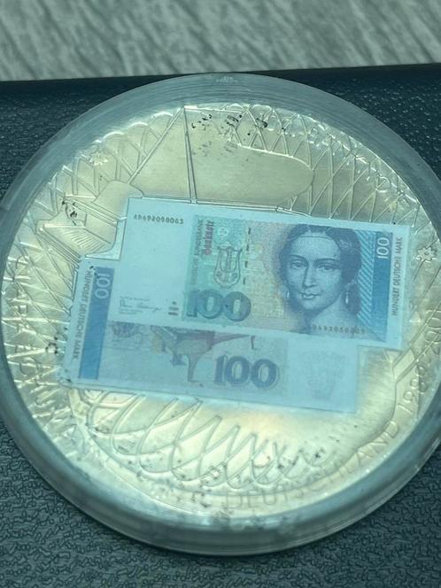 Herdenkingsmunt “Abschied einer Währung”met echt 100 D-Mark, Postzegels en Munten, Munten | Europa | Euromunten, Ophalen of Verzenden